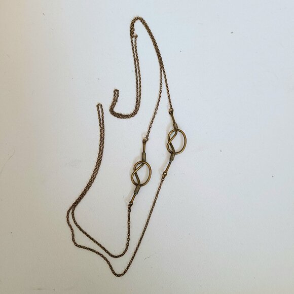Brass long chain with knot details. - Picture 4 of 5